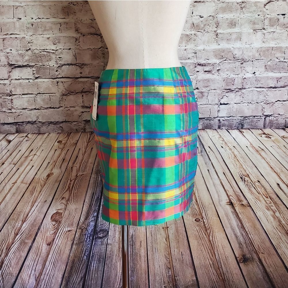 New Lauren Ralph Lauren Short Silk Madras Pencil Skirt - Picture 4 of 7